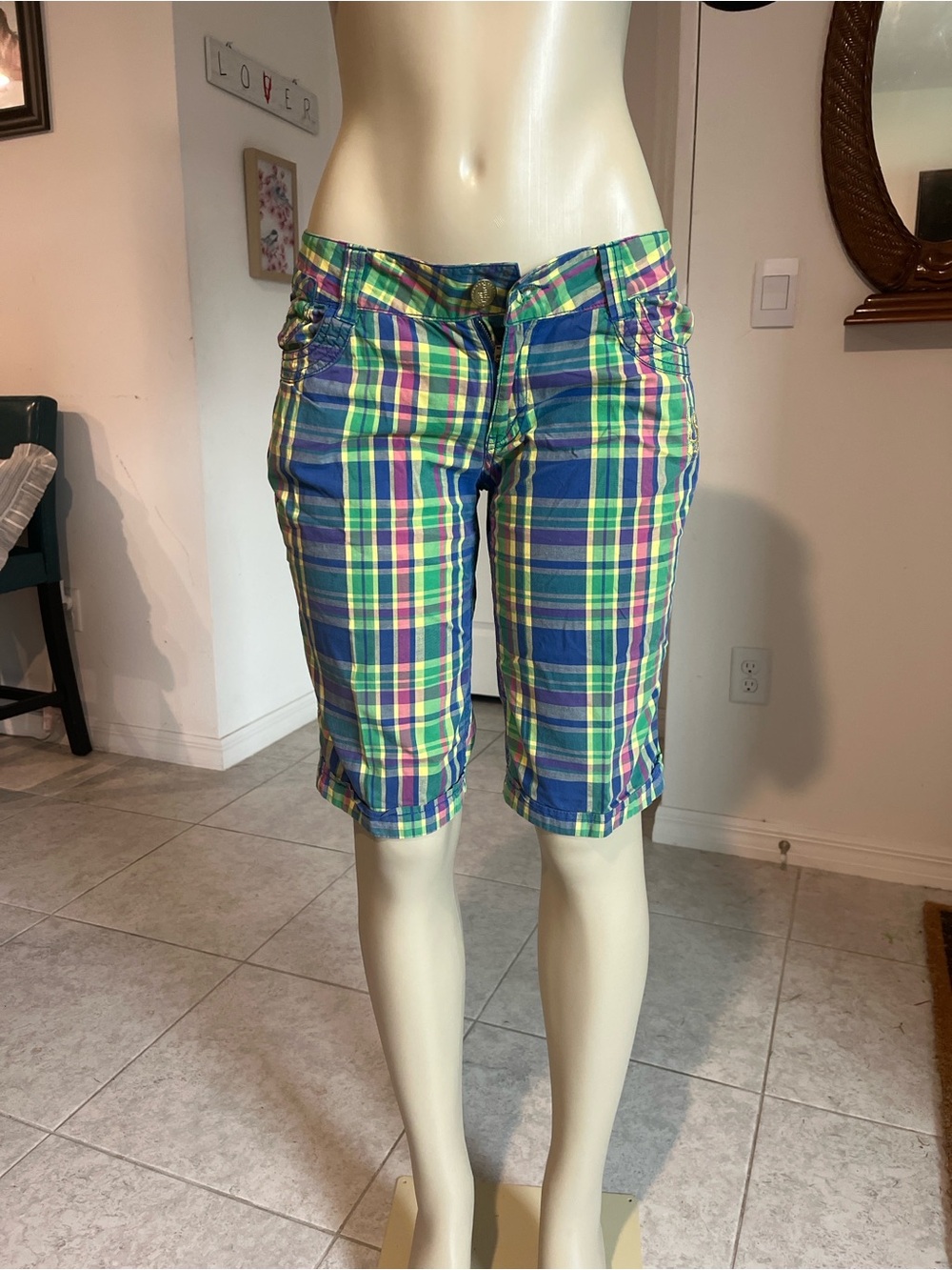 South Pole Plaid Knee-Length Women’s Shorts